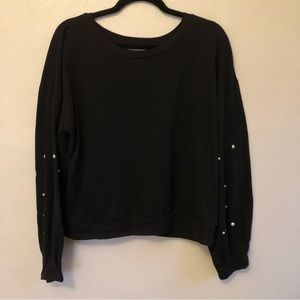 Black Sweater with Pearl Sleeves